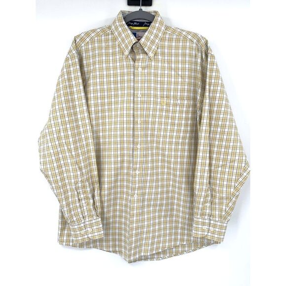 Wrangler George Strait Yellow Plaid Long Sleeve Button Up Mens Shirt Size Medium - Picture 4 of 10